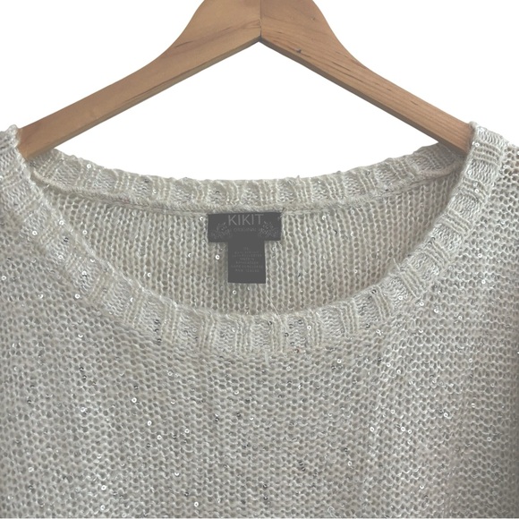 NWOT KIKIT Sequin Half Sleeve Sweater White Xl - Picture 2 of 10